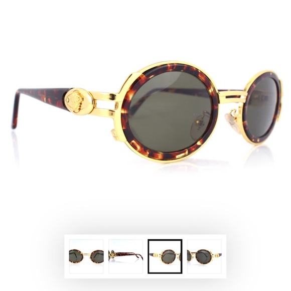 VINTAGE Gianni Versace Gold Frame Sunglasses with Brown Prescription Lenses - Picture 4 of 16
